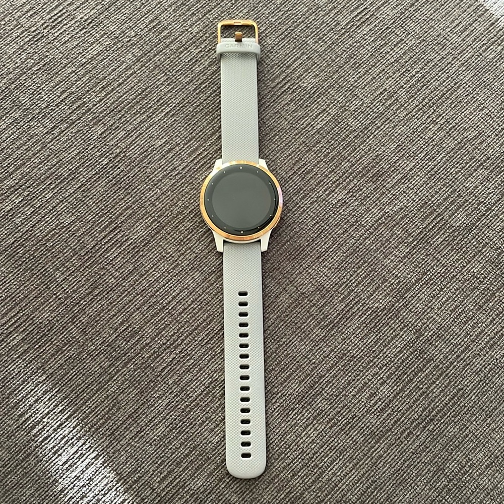 Garmin Smartwatch with Gold Bezel and Gray Band